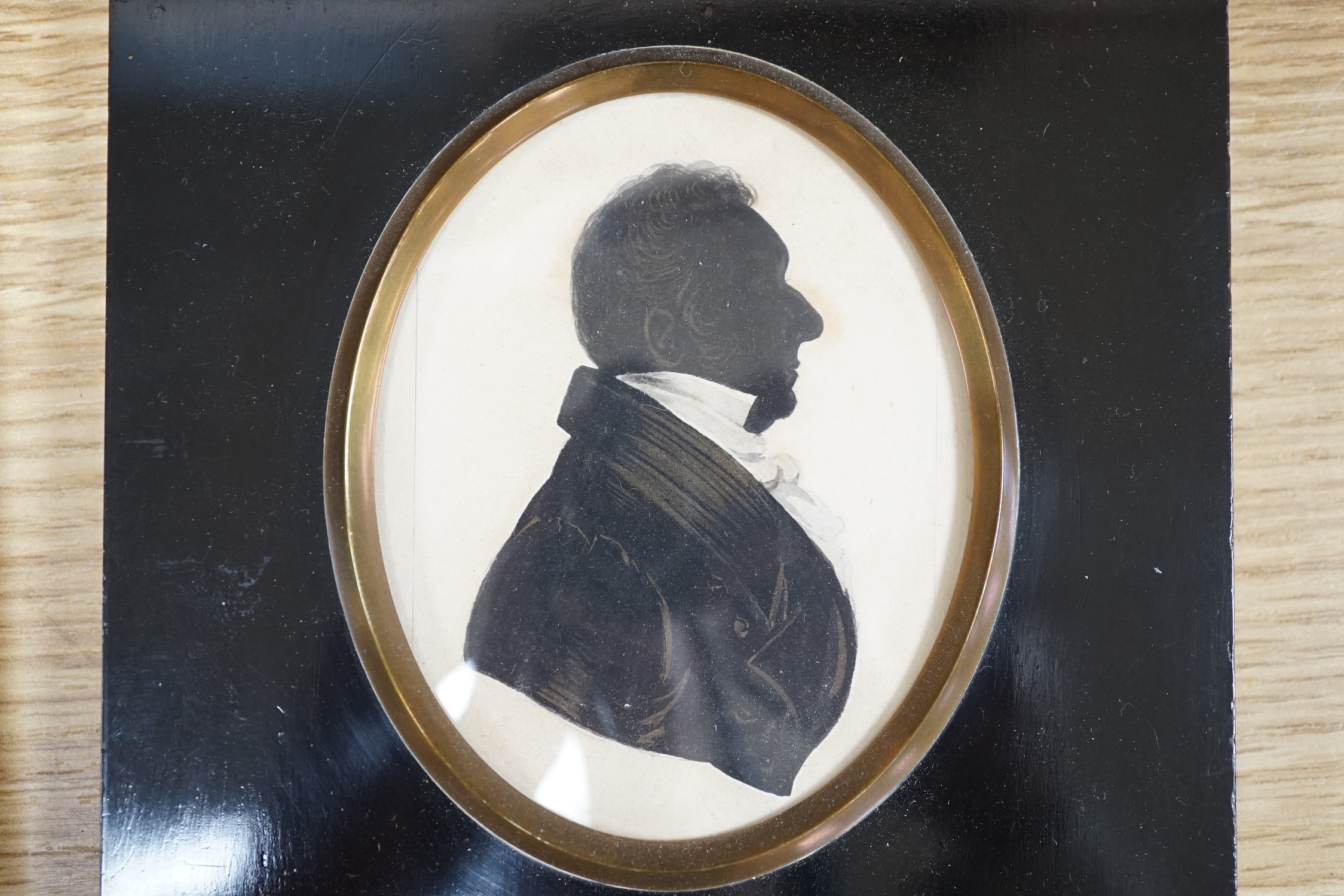19th century English School, a group of silhouettes and portraits, largest 27 x 17cm